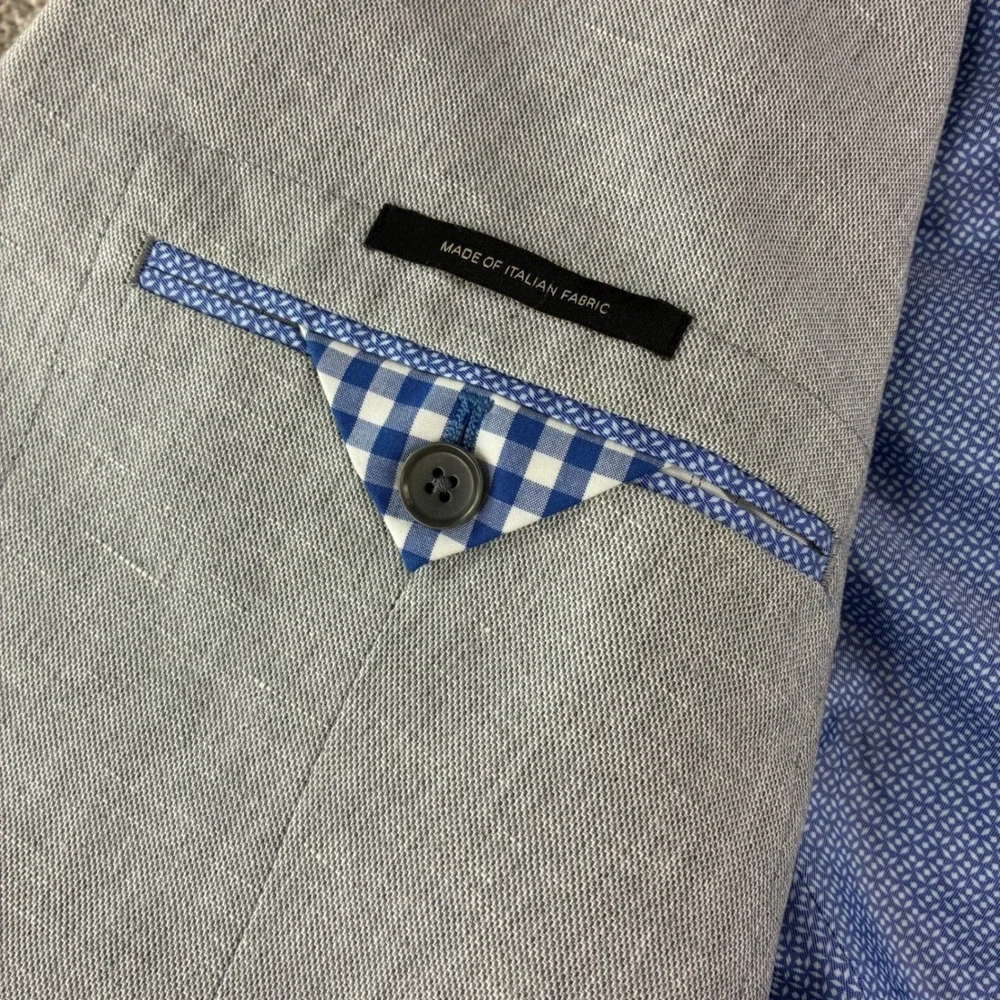 Banana Republic Blazer Mens 48R Gray Linen Cotton Tailored Fit Italian Fabric